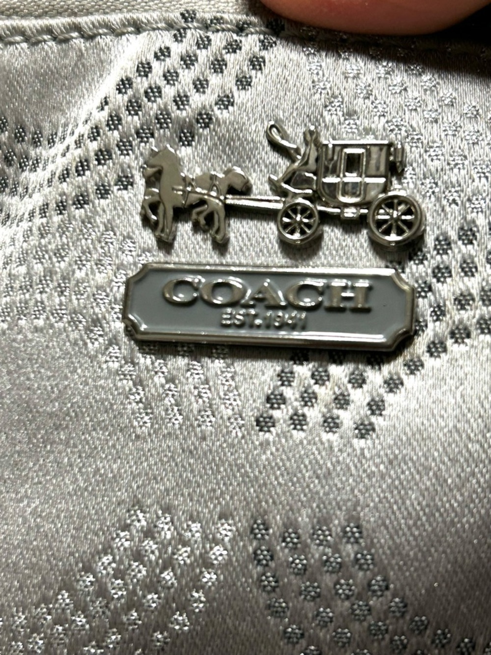 COACH “Maddison”  Dotted Op Art Convertible Hobo, Style F15929, Silver - Picture 5 of 16